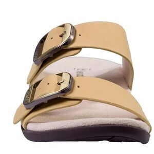 WACO Spenco Crista Slide Sandals Orthotic Buckle Yellow Leather NEW Size 7 Wide